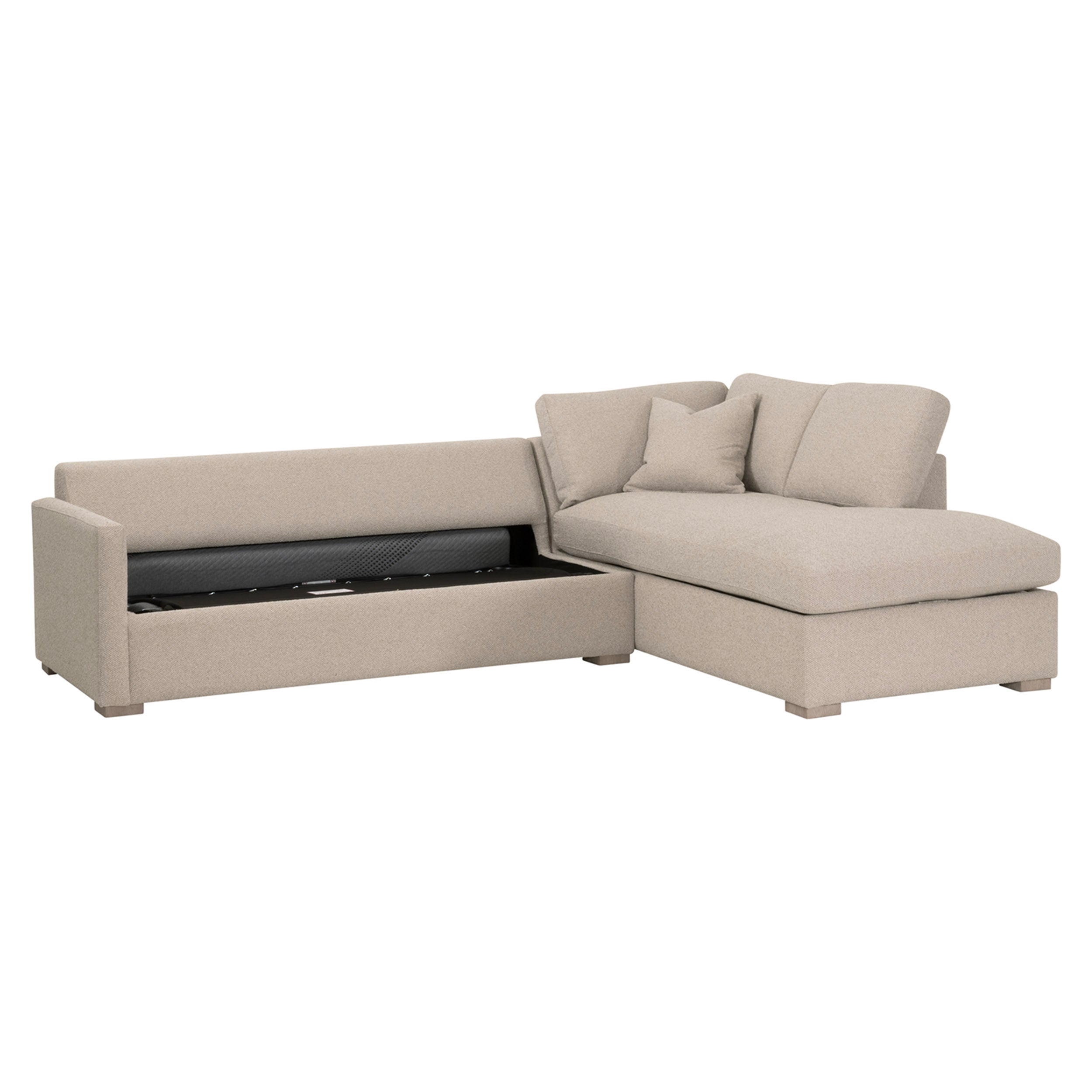 Clara 112in Slim Arm Sleeper Sectional Sofa