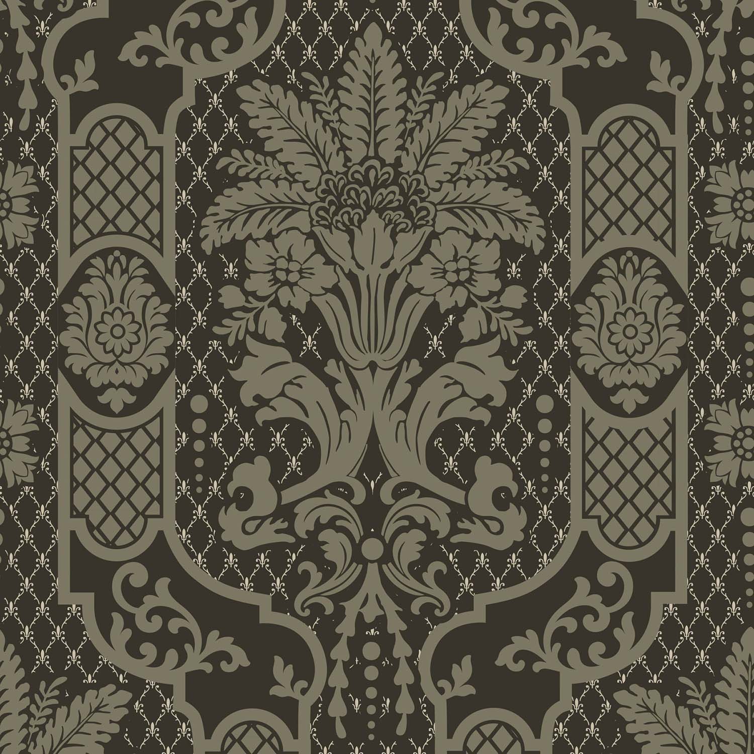 Mitchell Black Columnar Bloom Wallpaper