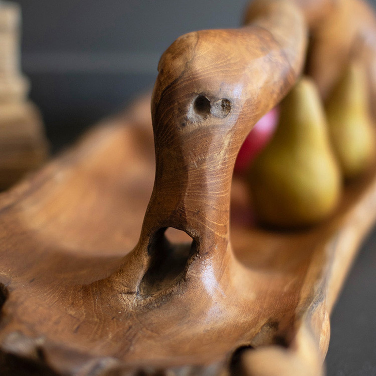 Teak Oval Large Handled Bowl