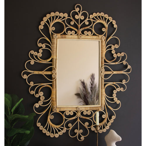 Ornate Rattan Wall Mirror