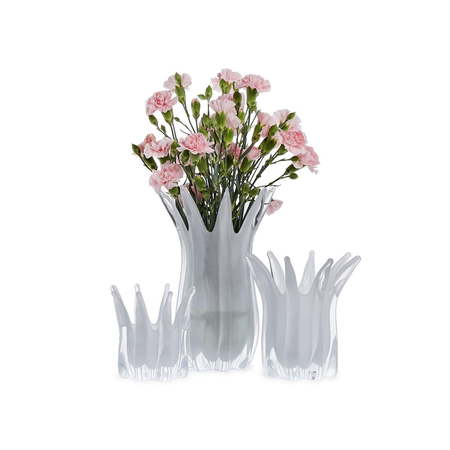 White Blossoms Candle Holder/Vase Set of 3