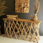 Wood Branches Repurposed Teak Console Table