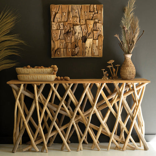 Wood Branches Repurposed Teak Console Table