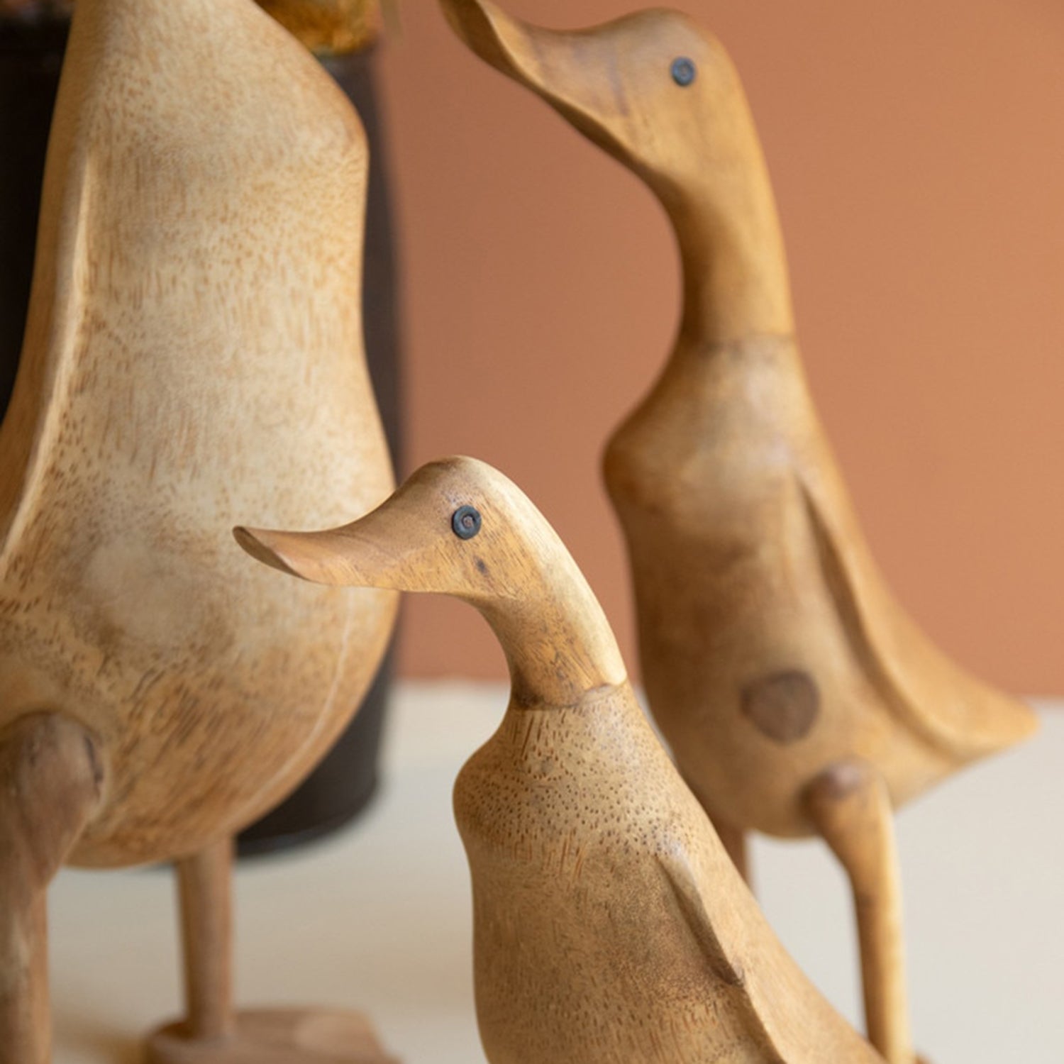 Carved Bamboo Duck Set of 3