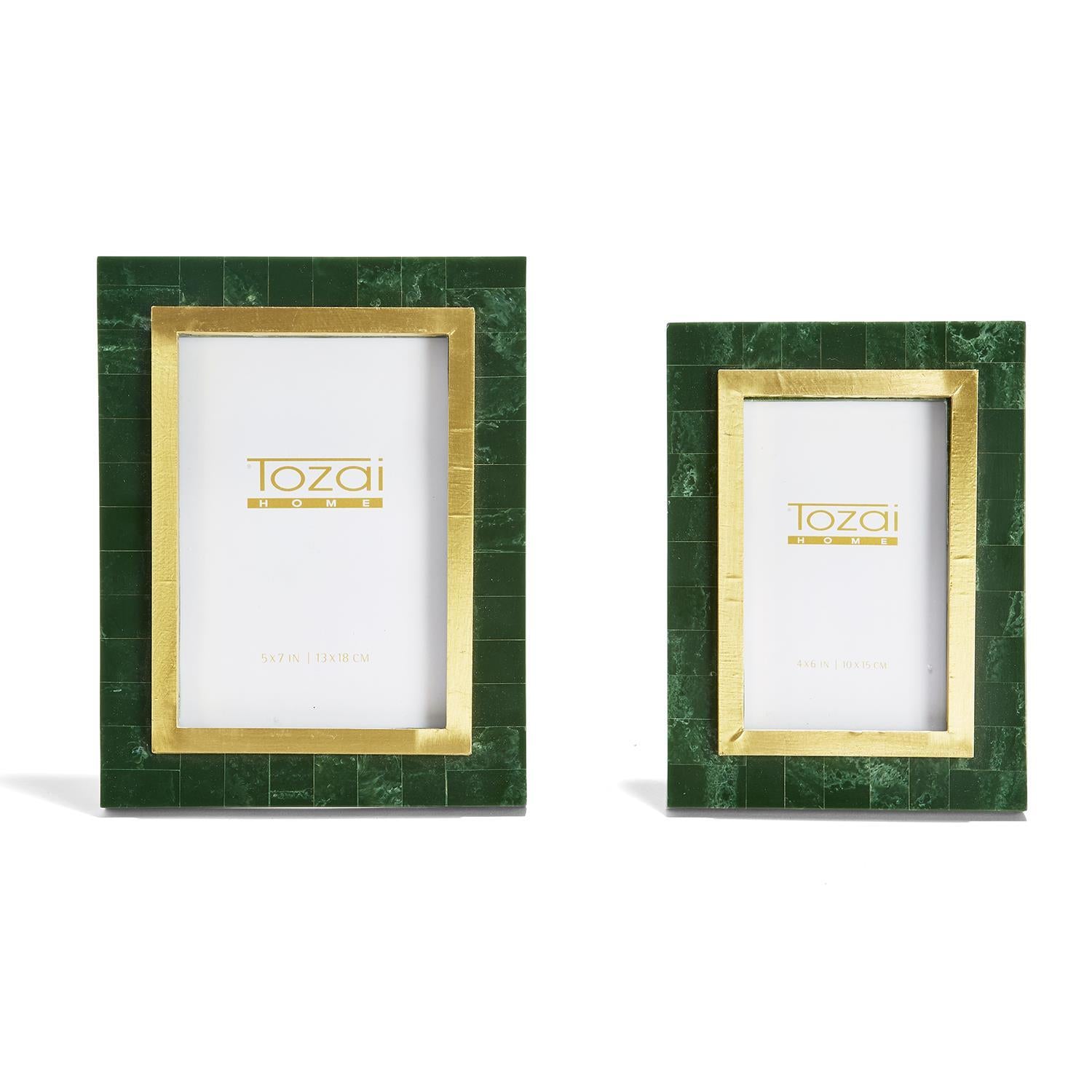 Aventurine Green and Gold Photo Frame Set of 2