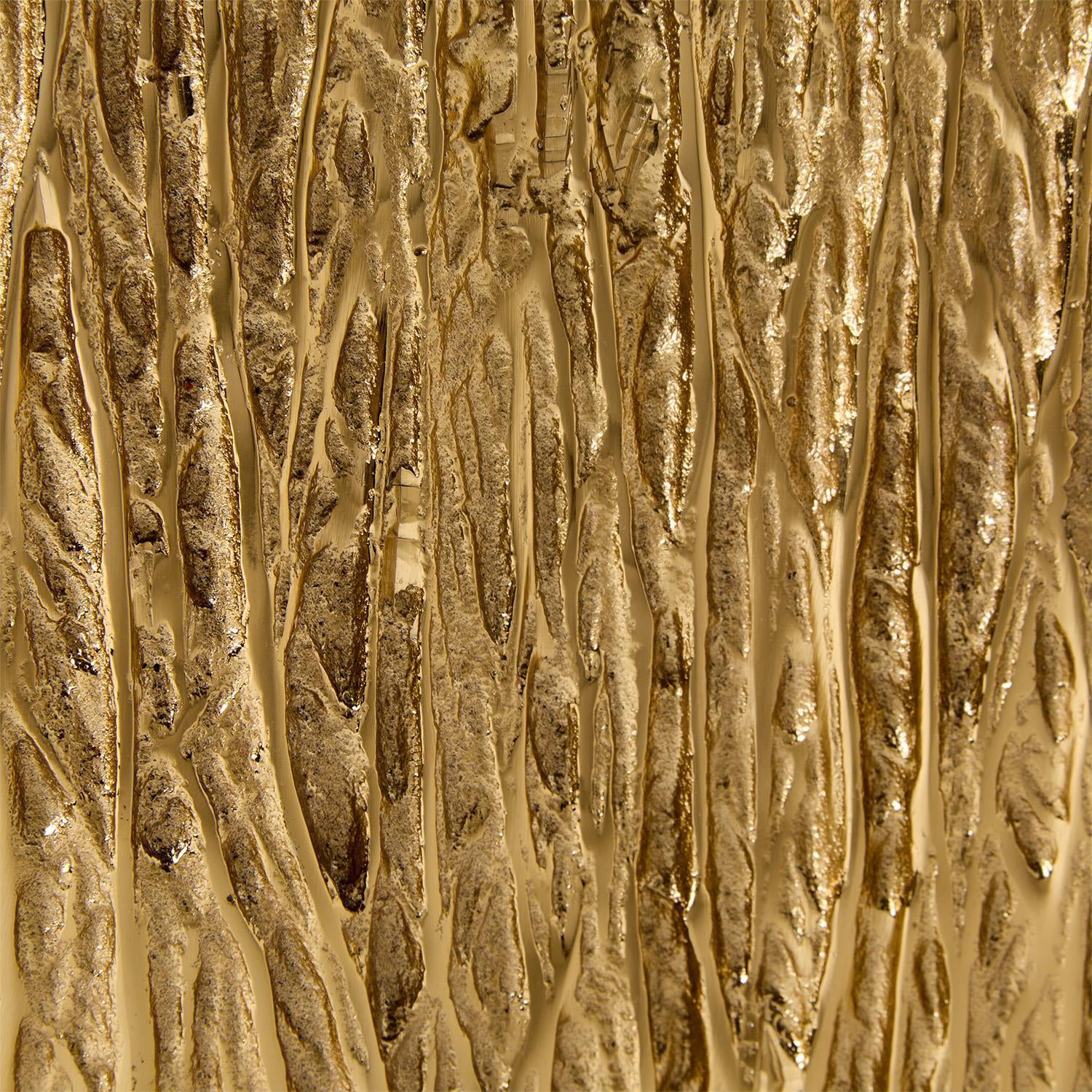Pleats Golden Vase with Slope Top Edge