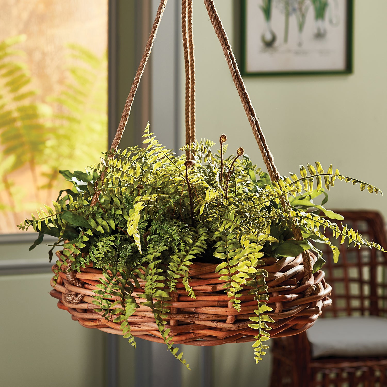 Boston Fern Rustic Drop-In Faux Plant