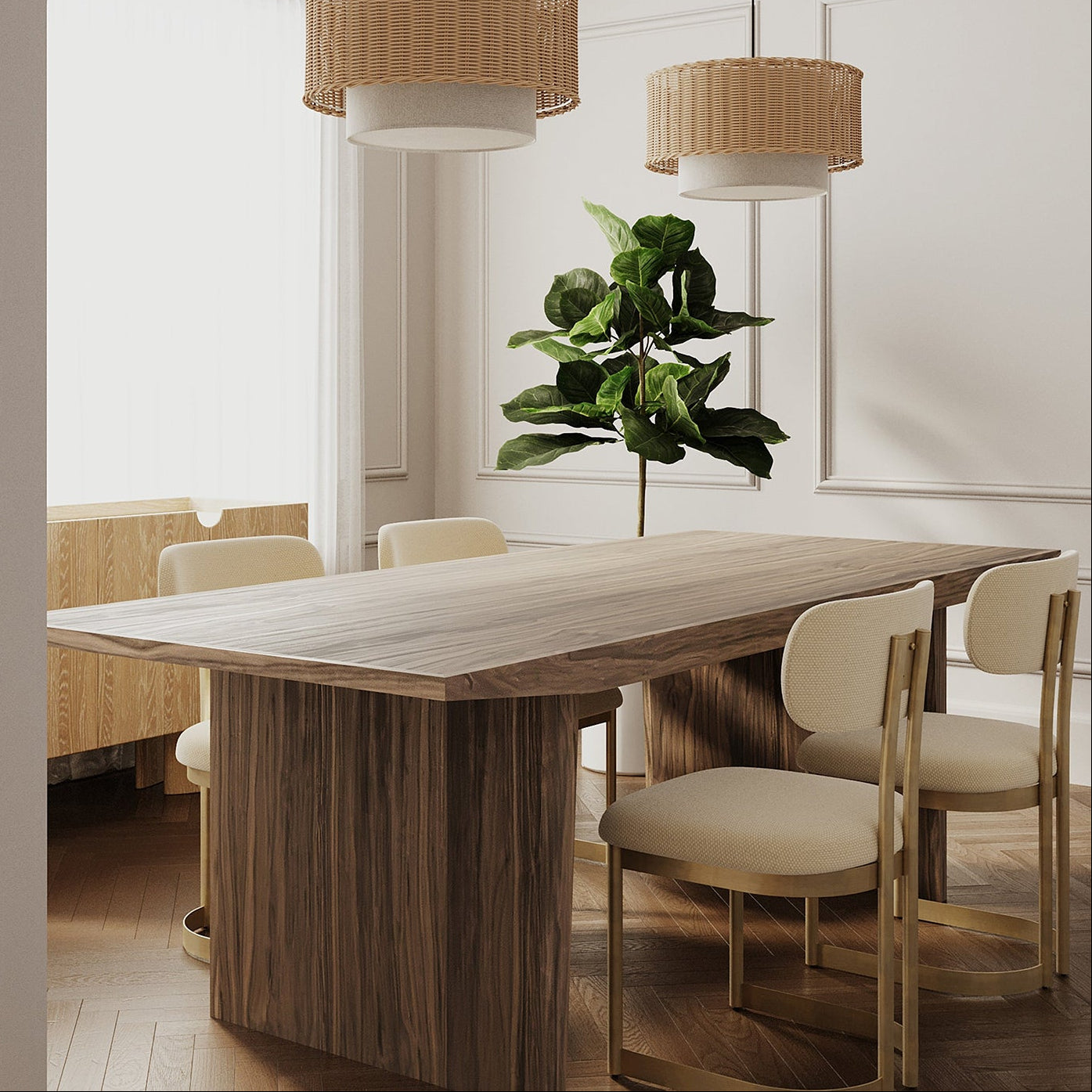 Union Home Tangent Walnut Dining Table – Walnut Dining Table | Paynes Gray