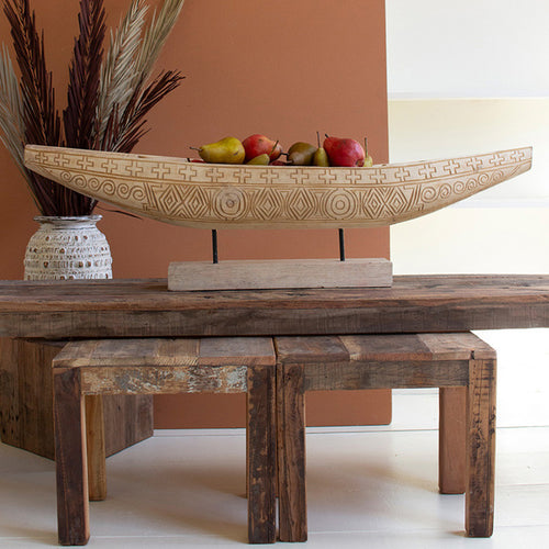 Boat Natural Wooden Tabletop Accent
