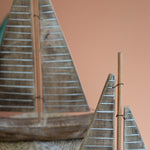 Sailboat Rustic Recycled Wood Tabletop Accent Set of 2