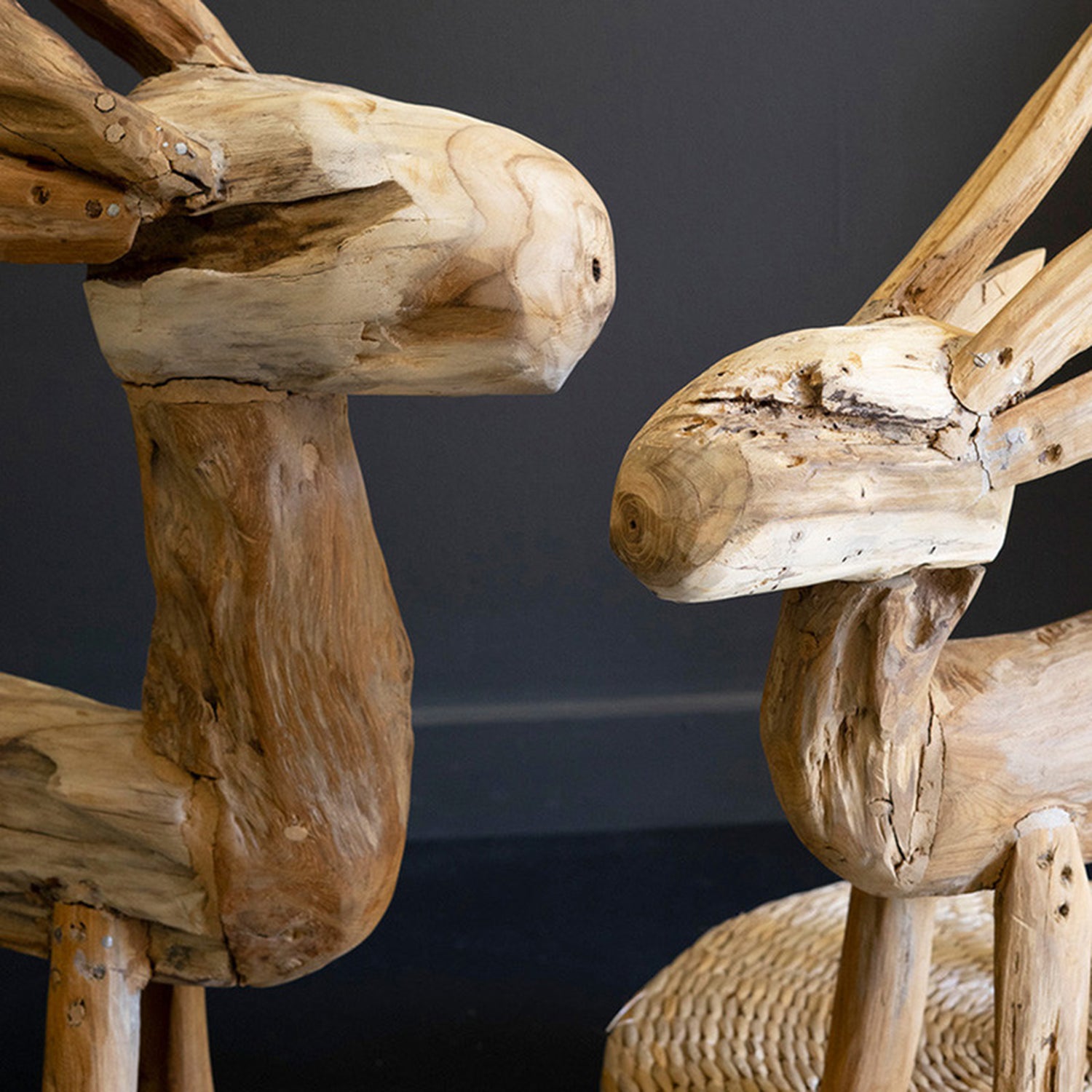 Rustic Teak Reindeer Set of 2