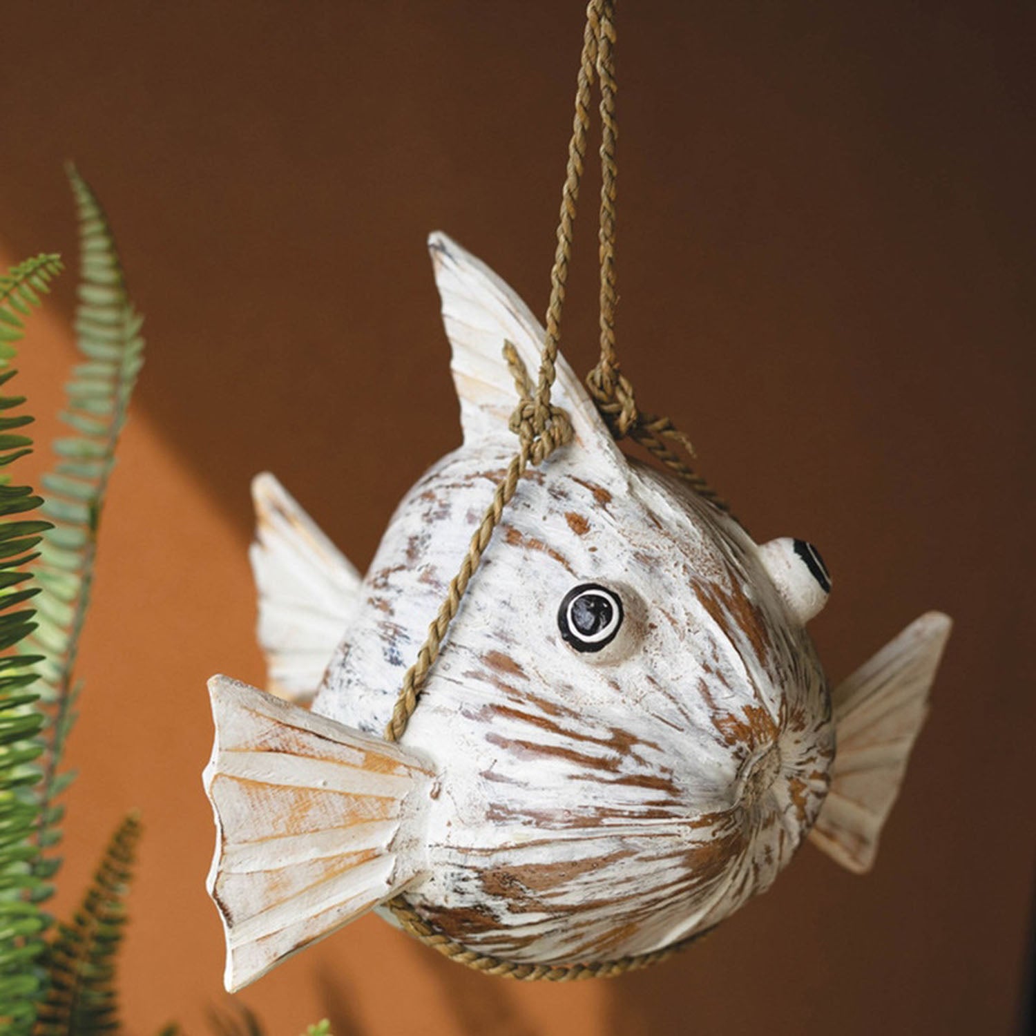 Hanging Coconut Fish Sculpture
