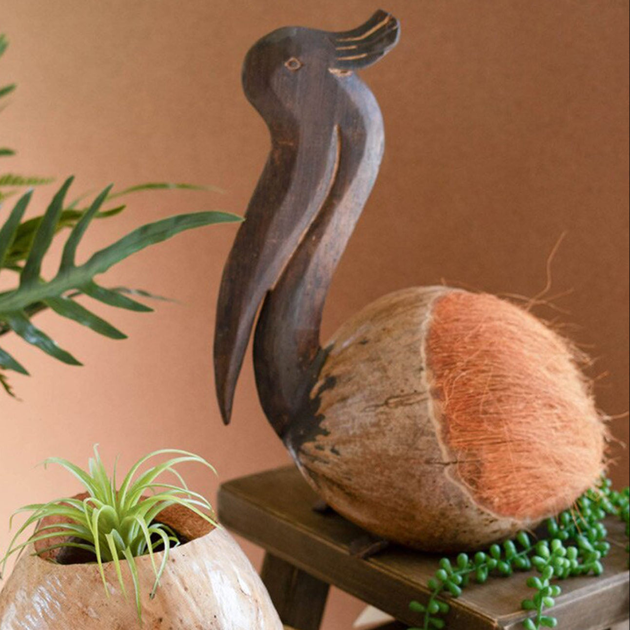 Coconut Pelican Sculpture