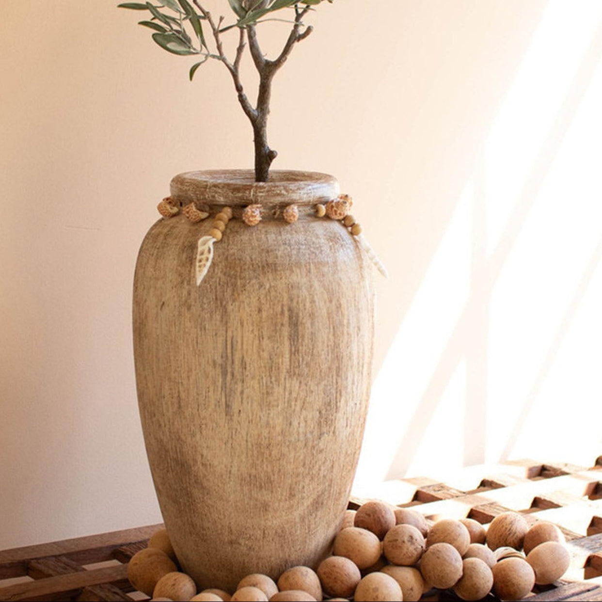 Carved Vase with Shell