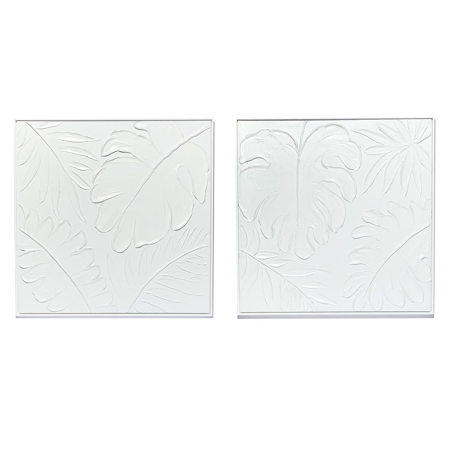 Square Palms White Wall Art Set of 2