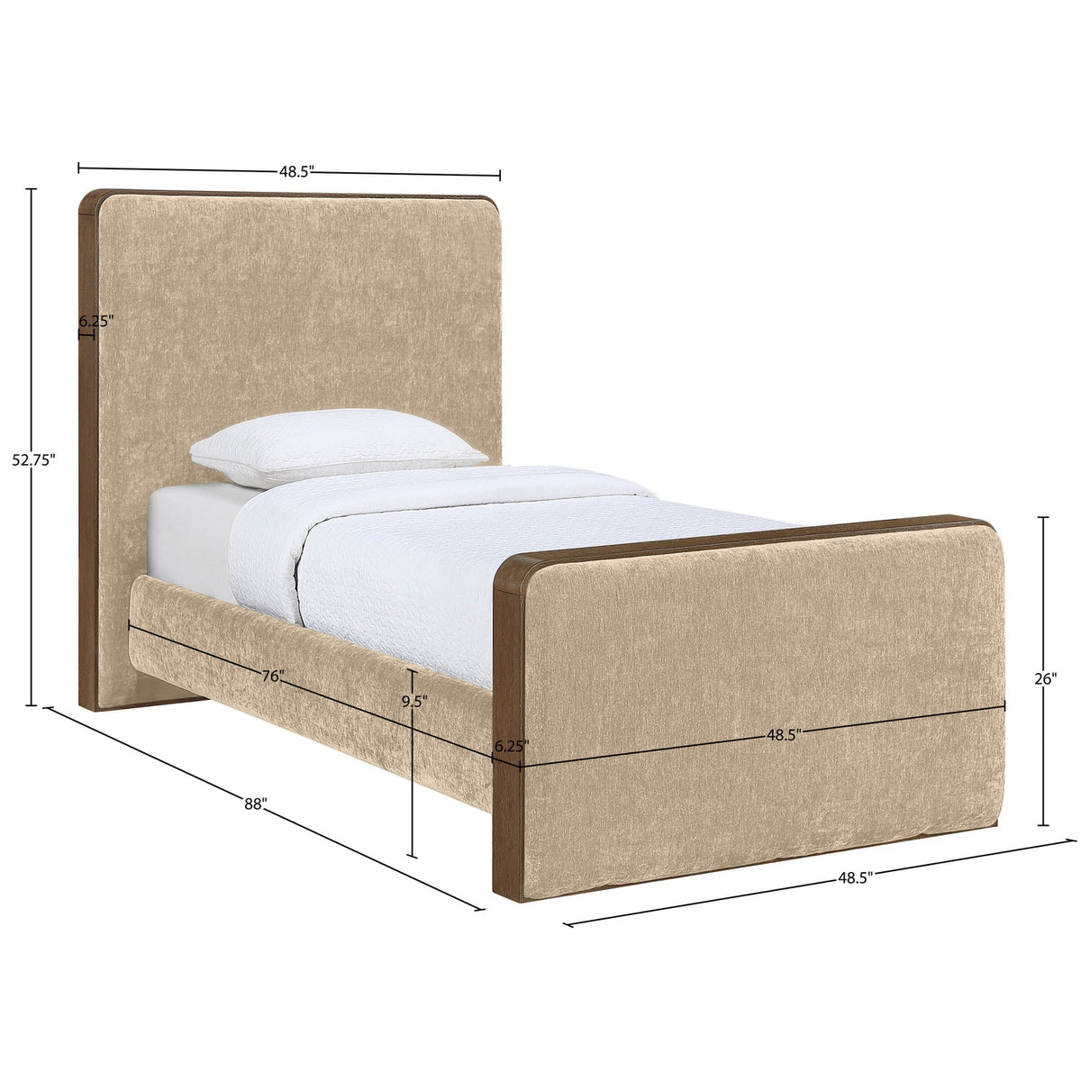 Dalton Beige Fabric Upholstered Bed