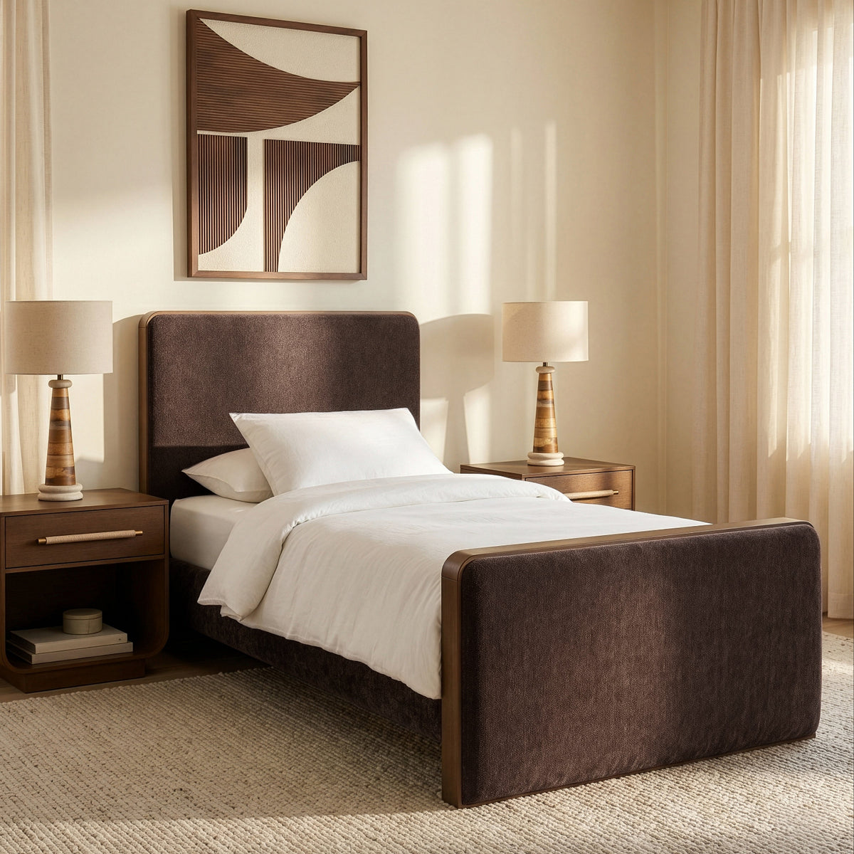 Dalton Brown Fabric Upholstered Bed