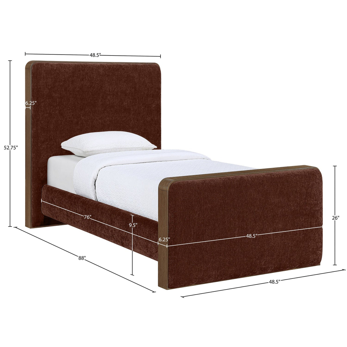 Dalton Burgundy Fabric Upholstered Bed