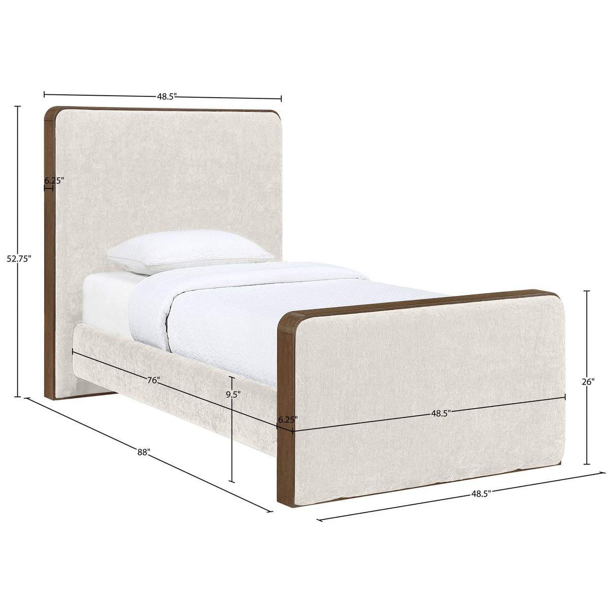 Dalton Cream Fabric Upholstered Bed