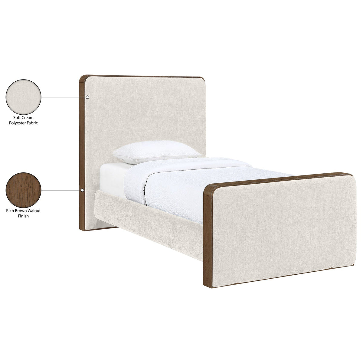 Dalton Cream Fabric Upholstered Bed