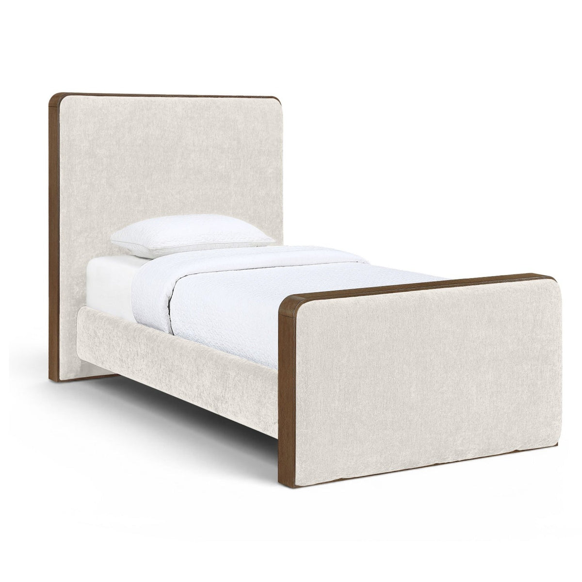 Dalton Cream Fabric Upholstered Bed in cream polyester fabric, primary product view