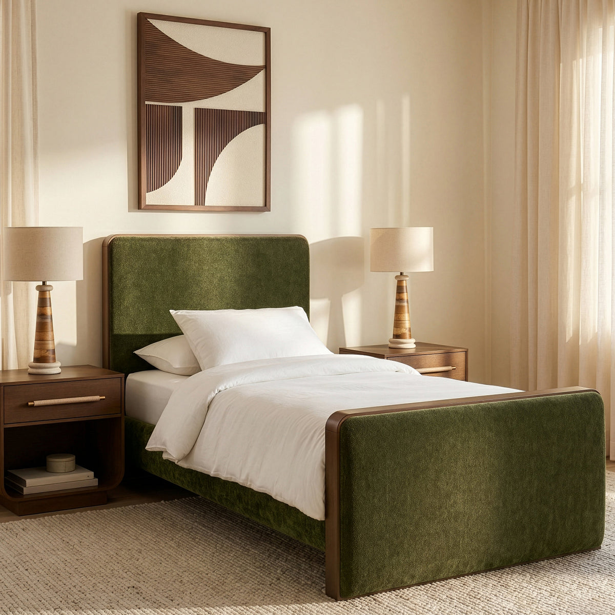 Dalton Green Fabric Upholstered Bed