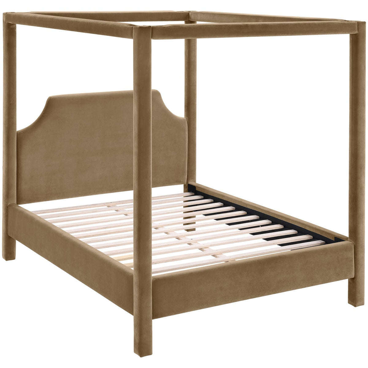 Dawson Beige Velvet Upholstered Bed
