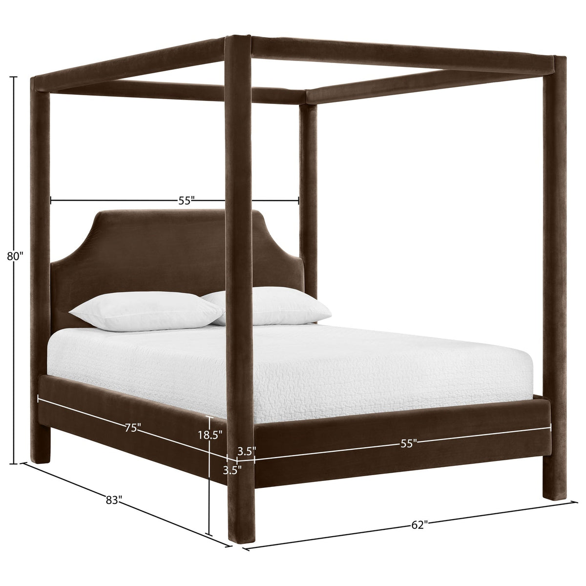 Dawson Brown Velvet Upholstered Bed