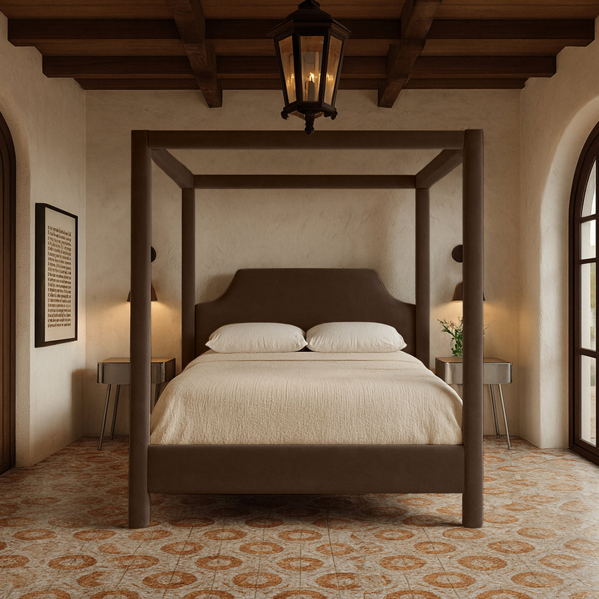 Dawson Brown Velvet Upholstered Bed