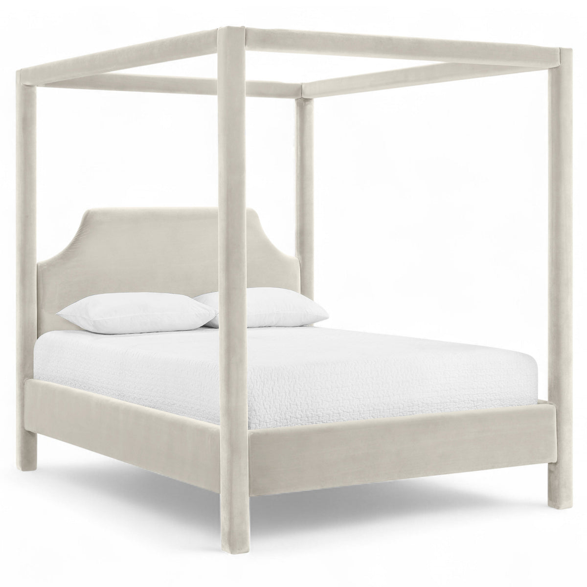 Dawson Cream Velvet Upholstered Bed in cream velvet, primary product view