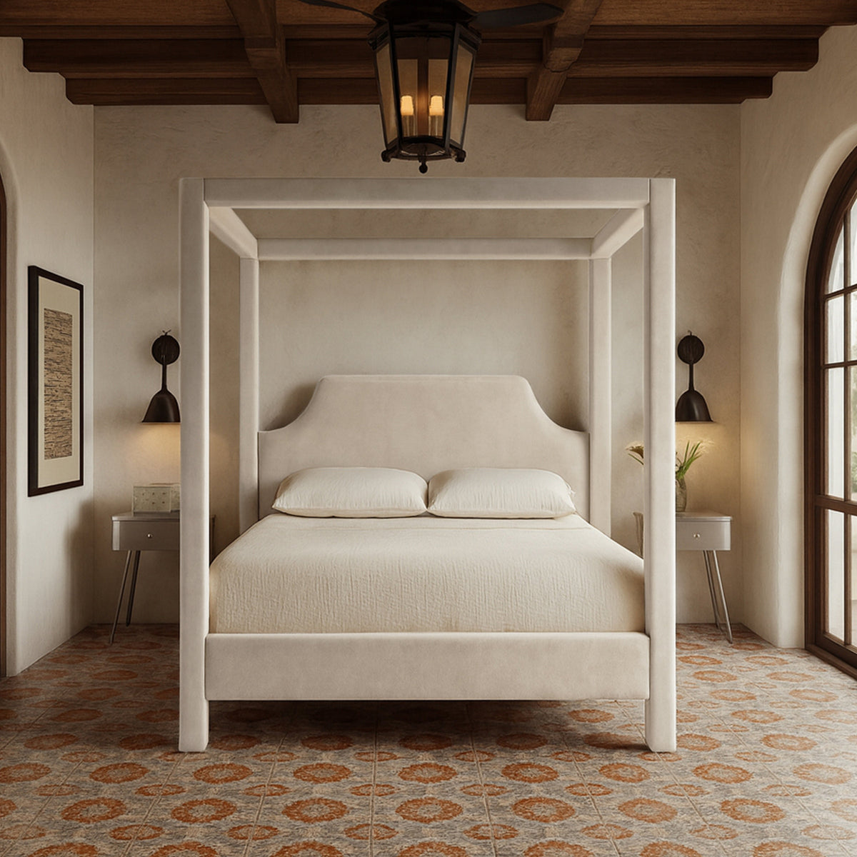 Dawson Cream Velvet Upholstered Bed