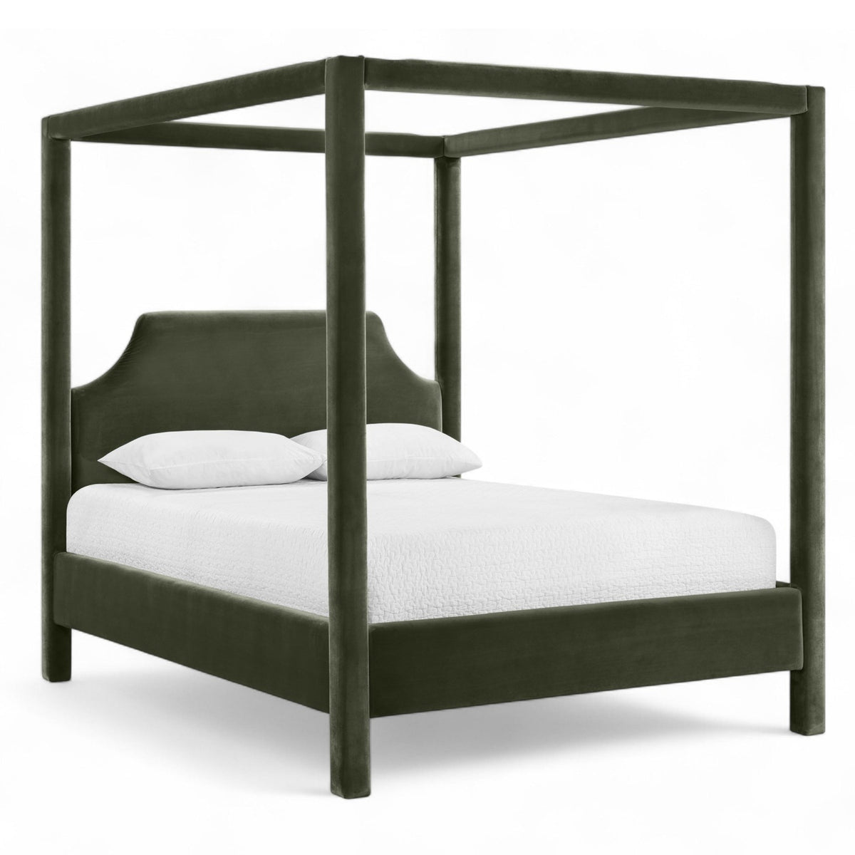 Dawson Green Velvet Upholstered Bed in green velvet, primary product view
