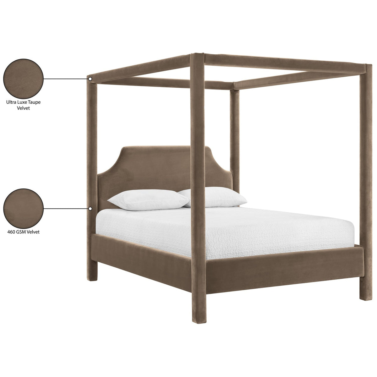 Dawson Taupe Velvet Upholstered Bed