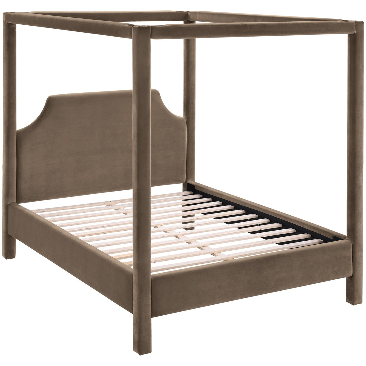 Dawson Taupe Velvet Upholstered Bed