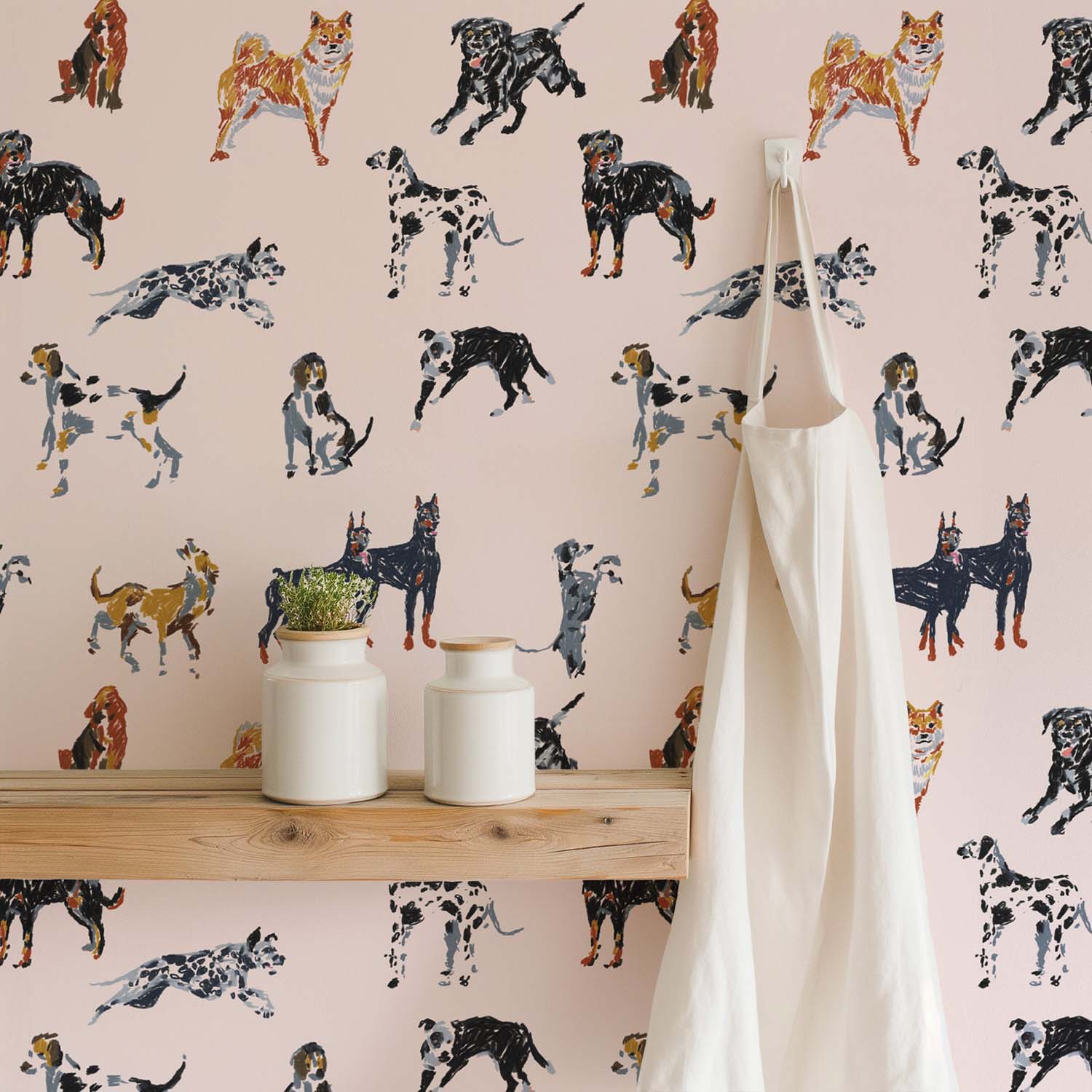 Dog Days statement wallpaper in Sktechpad White, texture close-up