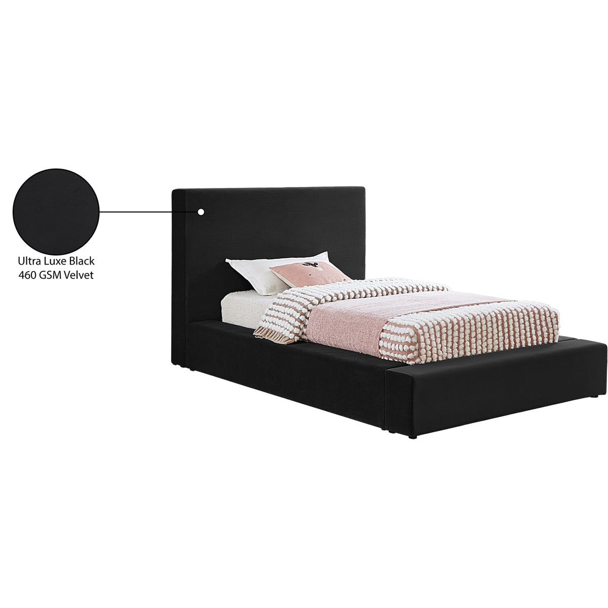 Dorian Black Velvet Upholstered Bed