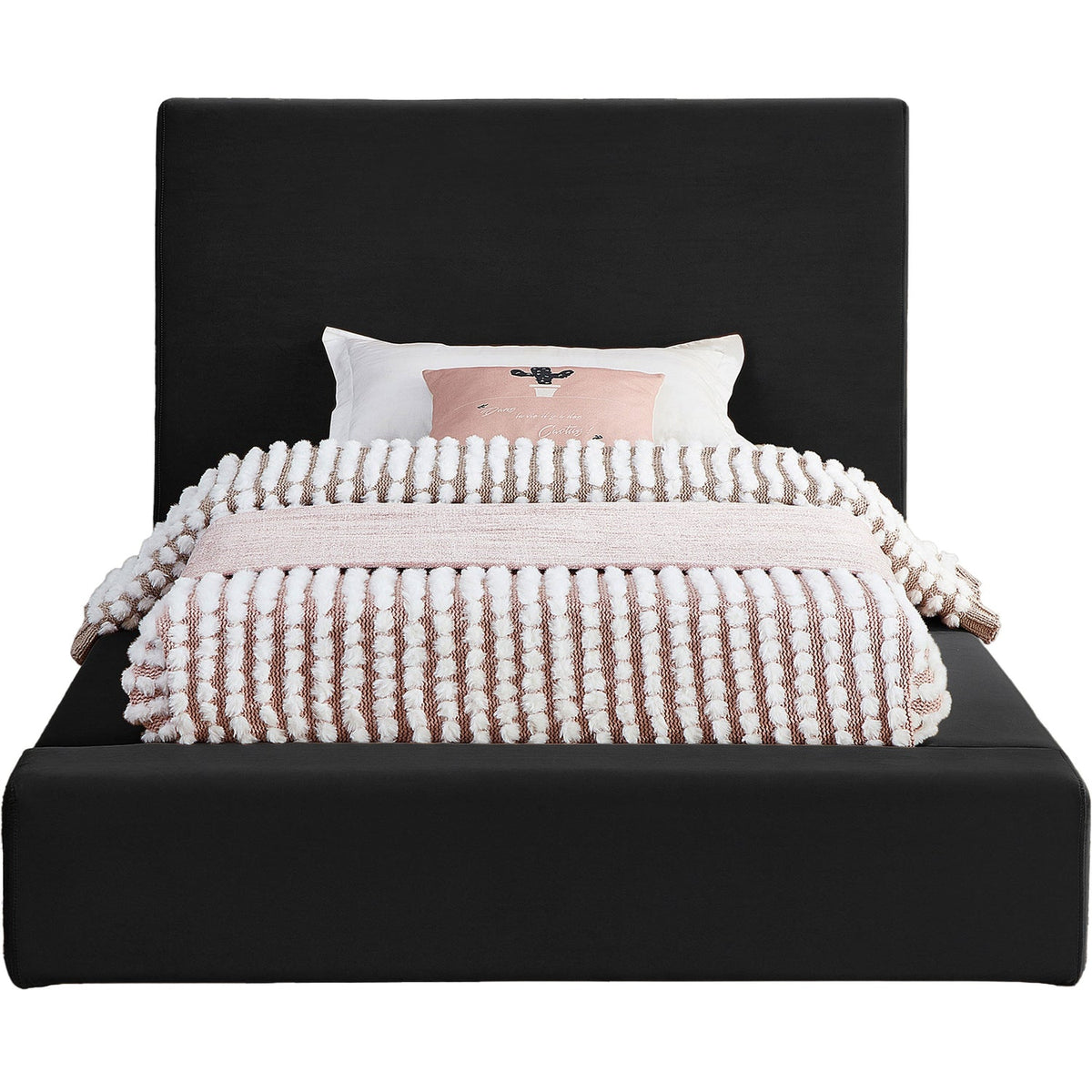 Dorian Black Velvet Upholstered Bed