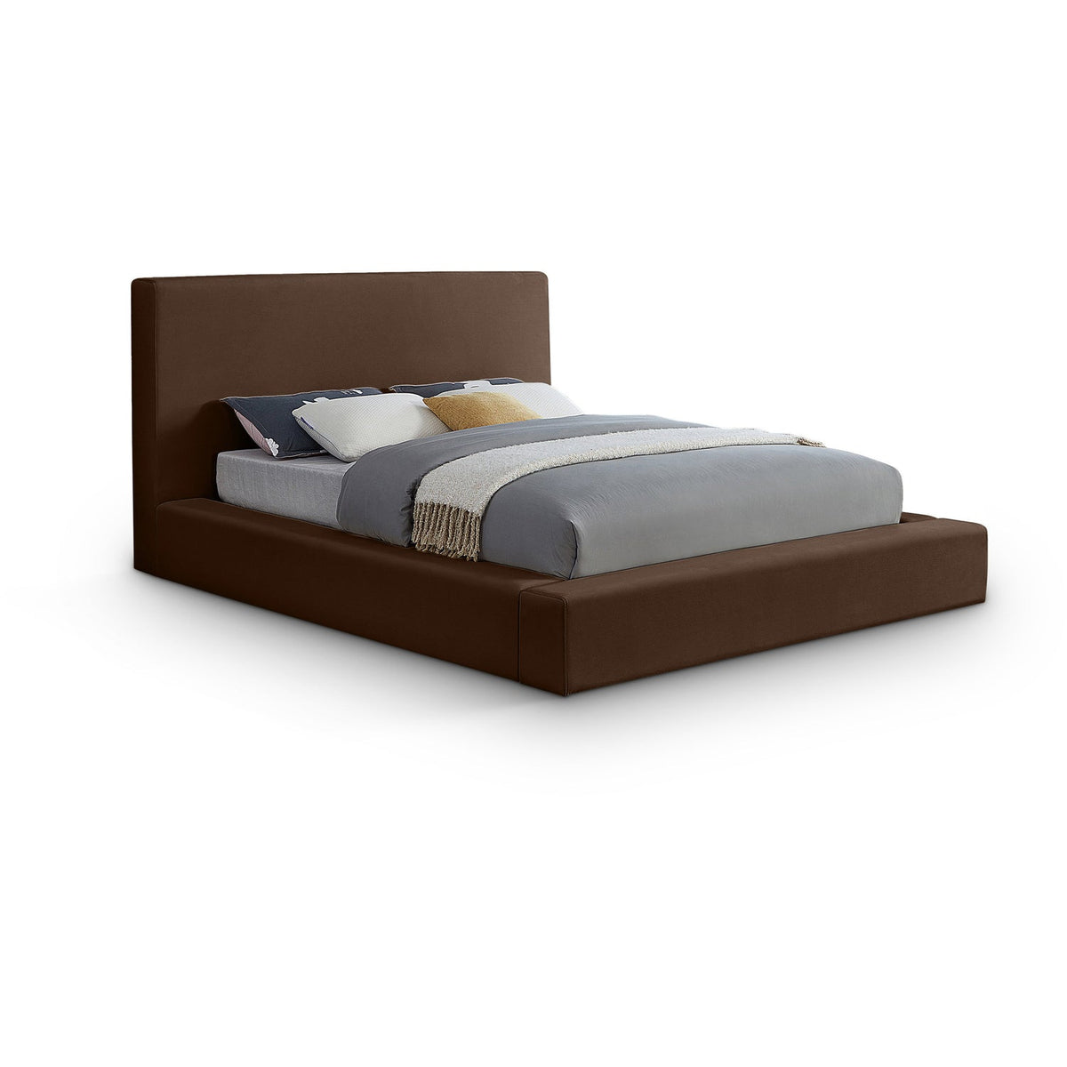 Dorian Brown Velvet Upholstered Bed