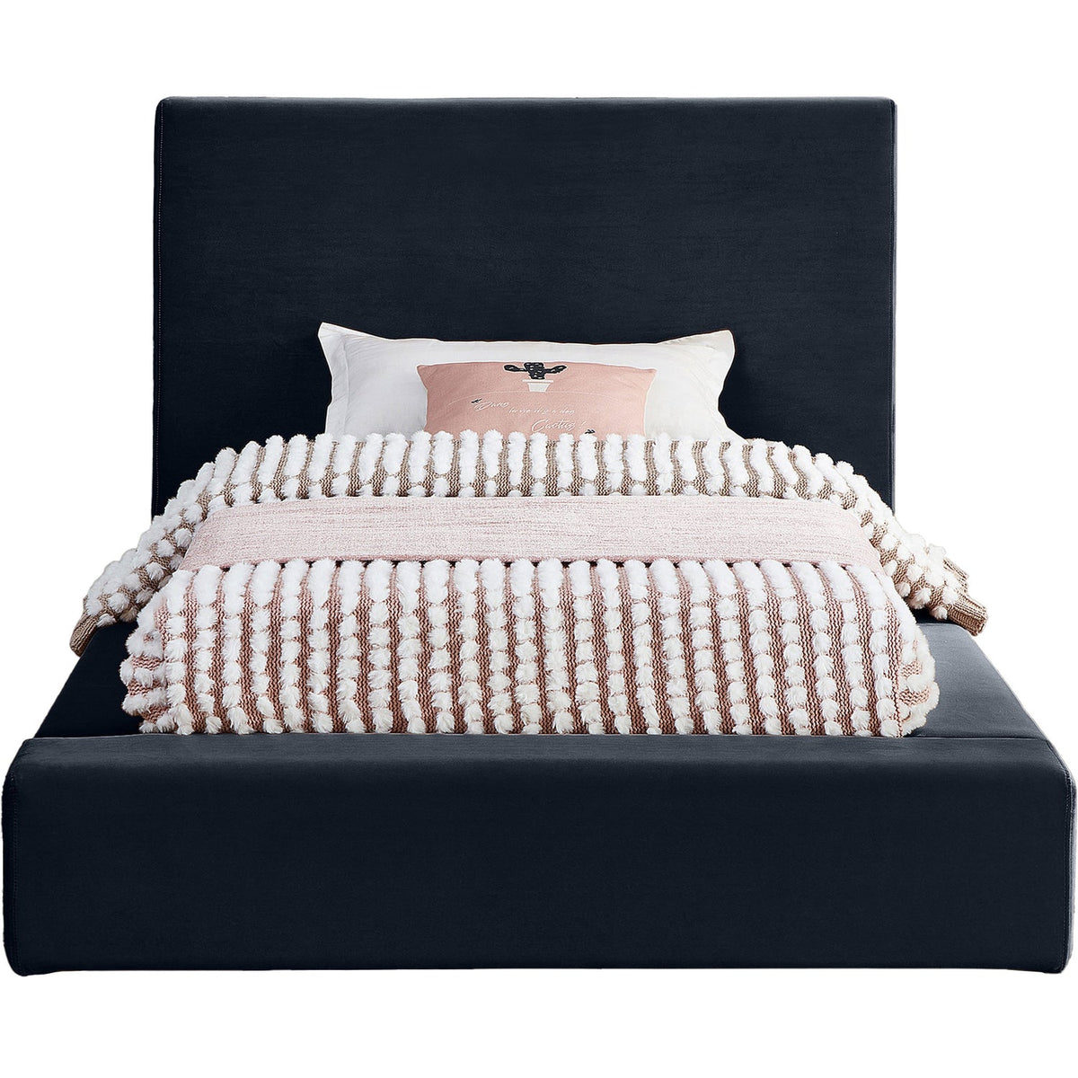 Dorian Navy Velvet Upholstered Bed