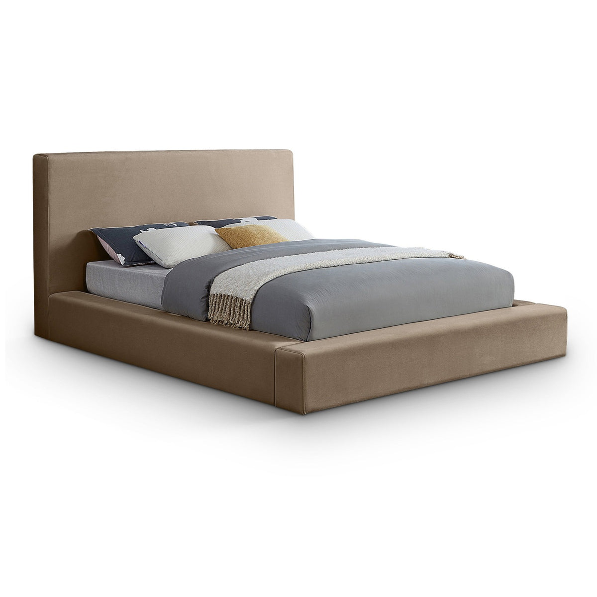 Dorian Taupe Velvet Upholstered Bed
