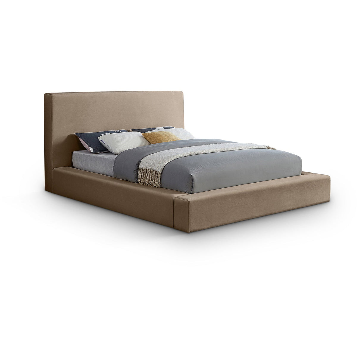 Dorian Taupe Velvet Upholstered Bed