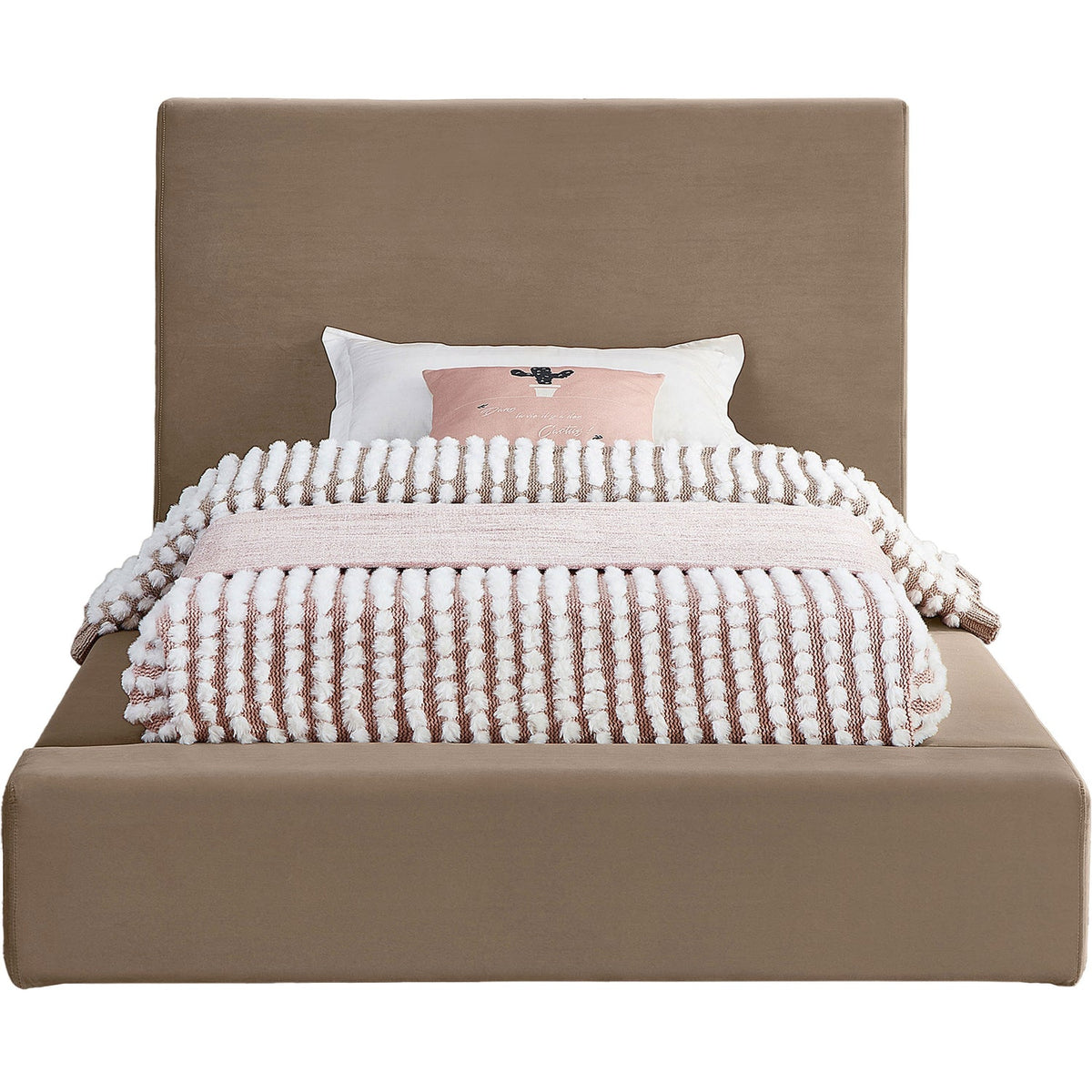 Dorian Taupe Velvet Upholstered Bed