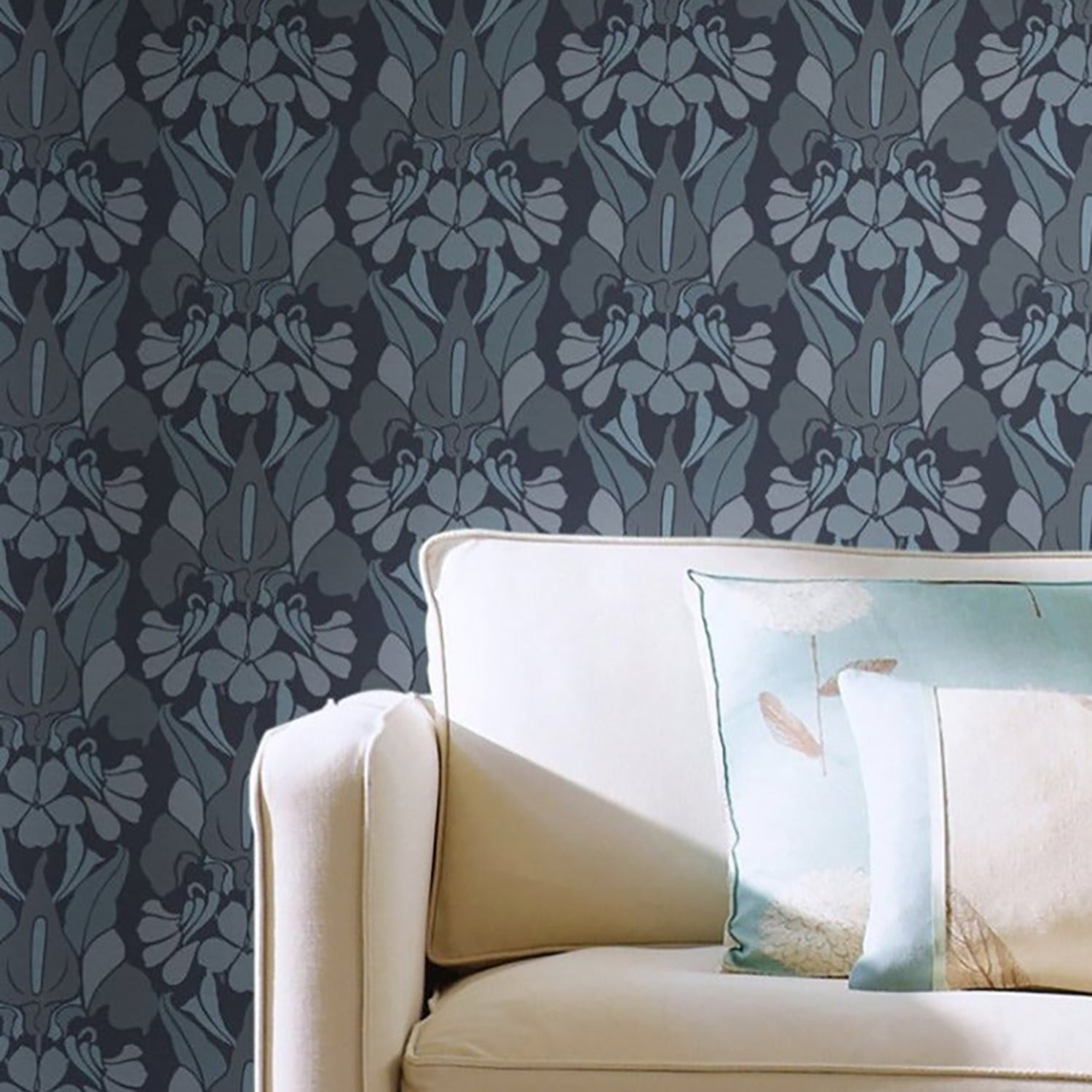 Mitchell Black Dragon Flower Wallpaper