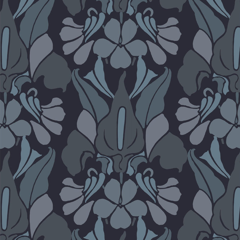 Mitchell Black Dragon Flower Wallpaper