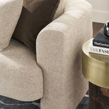 Vanguard Furniture Lola Jasper Pebble/Film Noir Bench Seat Sofa