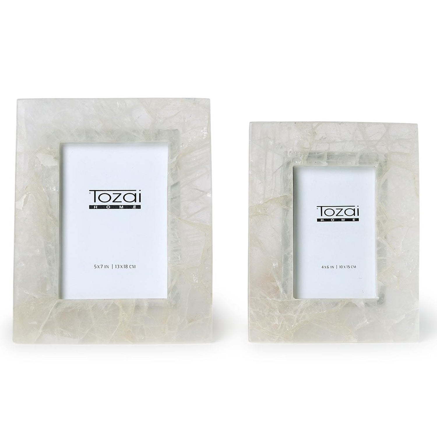 White Quartz Photo Frame Set of 2