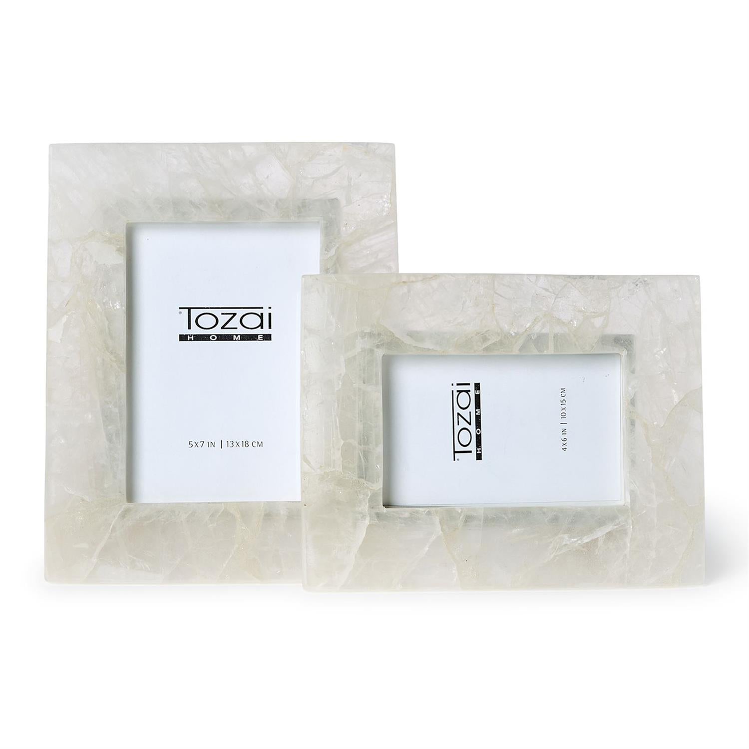 White Quartz Photo Frame Set of 2