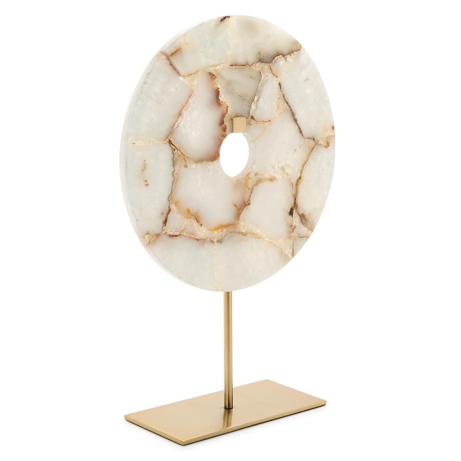 Genuine Agate Round Disc Sculpture on Iron base