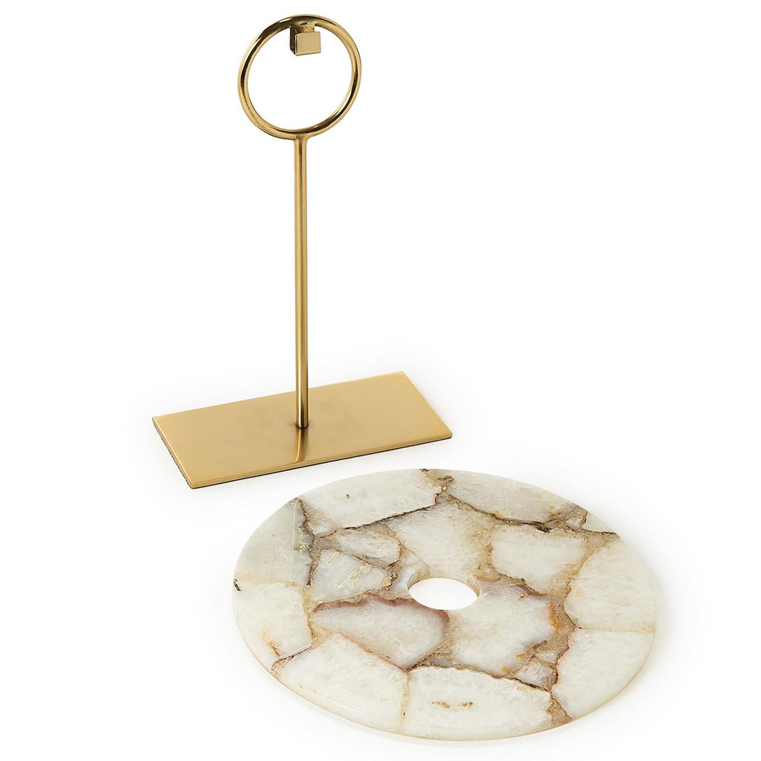 Genuine Agate Round Disc Sculpture on Iron base