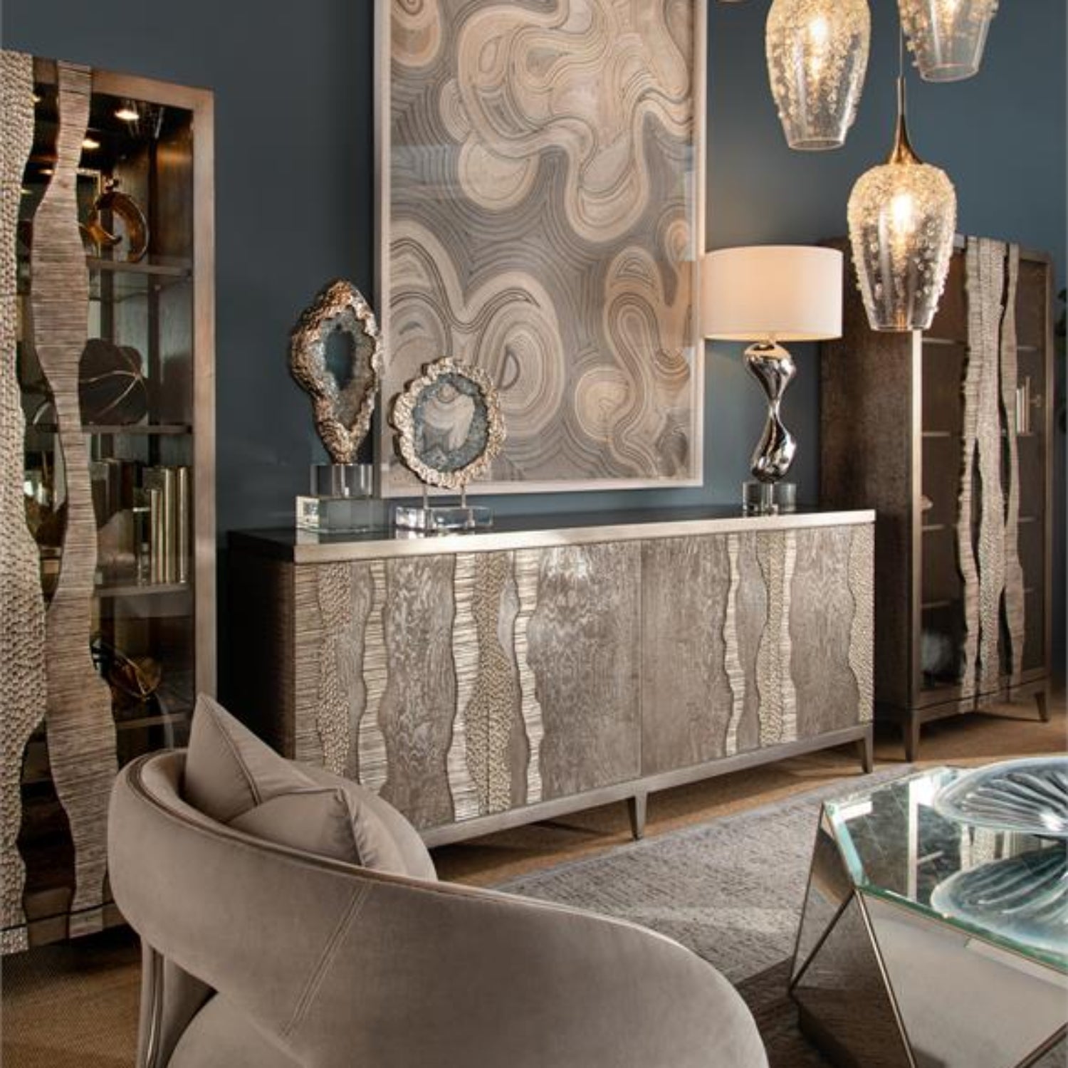 John Richard River's Edge Silver Four-Door Credenza